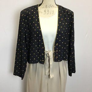 Black/Gold Cropped Polka Dot 90’s Jacket, size 10P